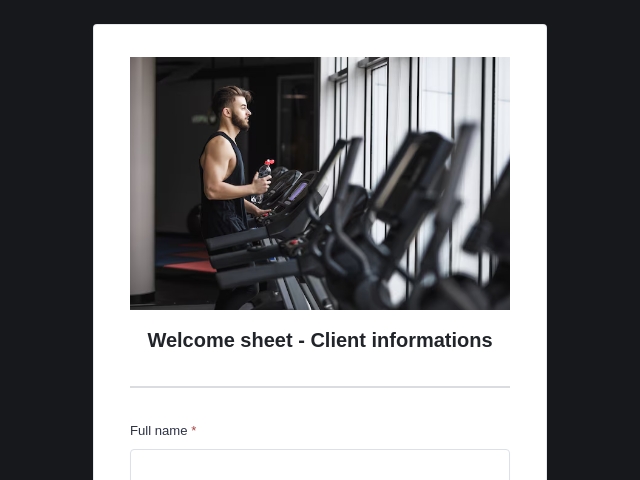 Gym health questionnaire Form