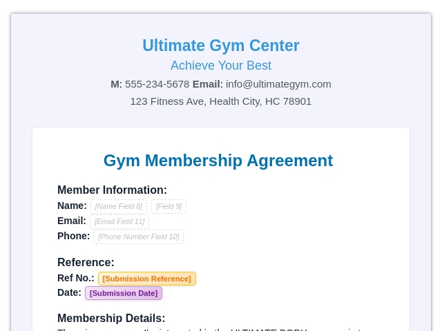 Gym Membership Agreement
