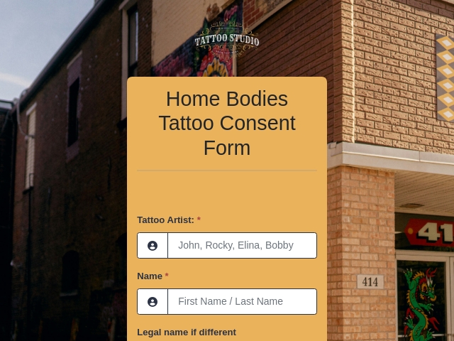 Home Bodies Tattoo Consent Form