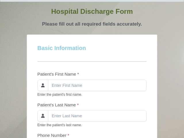 Hospital Discharge Form