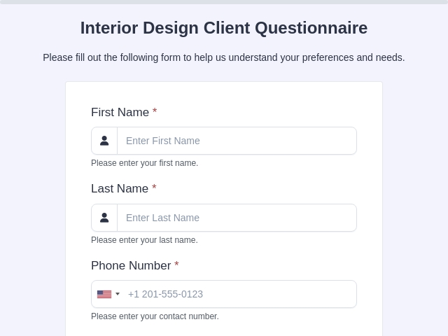 Interior Design Questionnaire