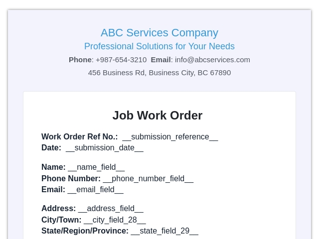 Job Work Order