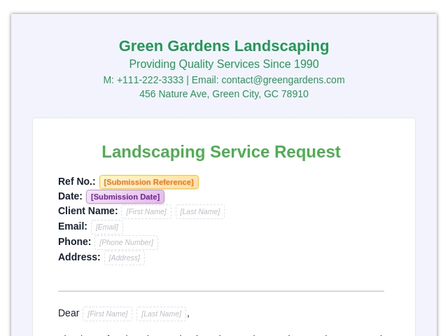 Landscaping Service Request