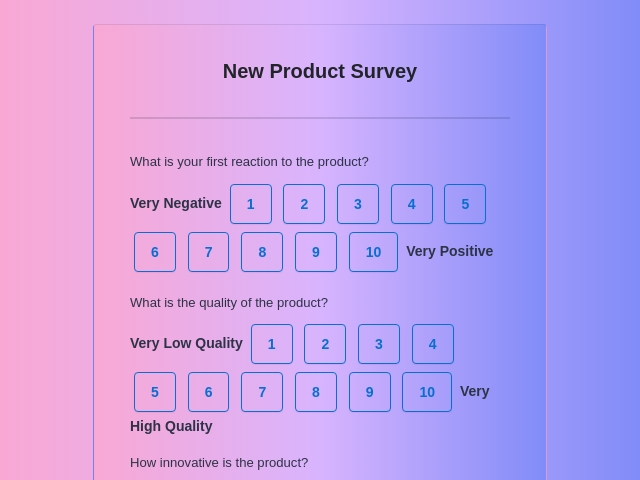 New Product Survey