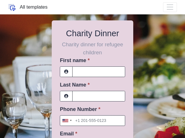 Non-Profit Dinner RSVP Form Template - FormNX