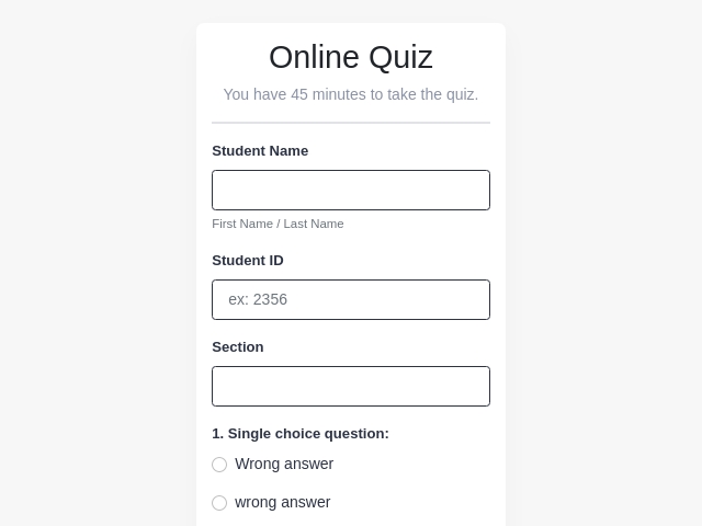 Online Quiz