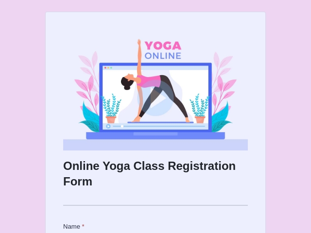 Online Yoga Class Registration Form