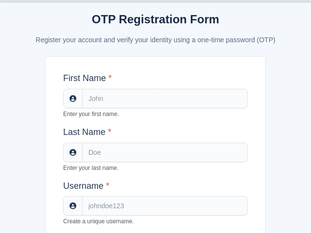 OTP Registration Form Template
