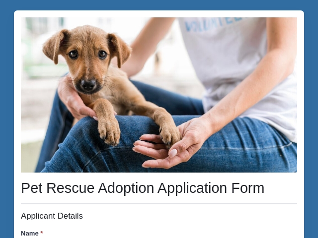 Pet Rescue Adoption Application Form