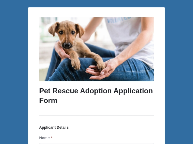 Pet Rescue Adoption Application Form