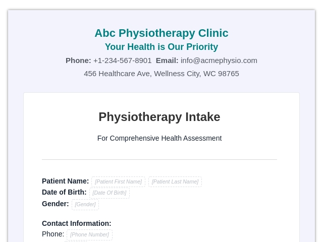 Physiotherapy Intake