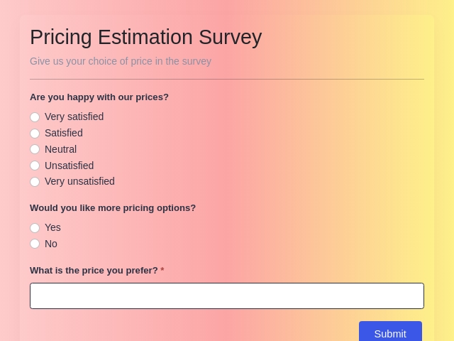 Pricing Estimation Survey