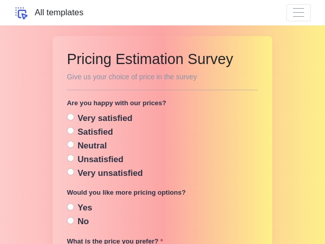 Pricing Estimation Survey