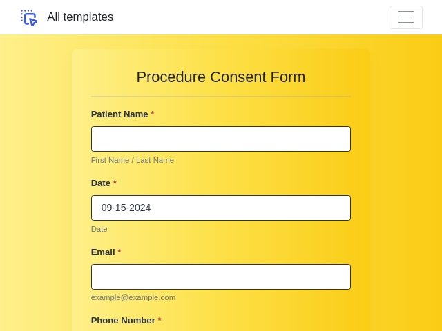 Procedure Consent Form