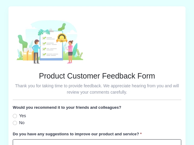 Product Customer Feedback Form