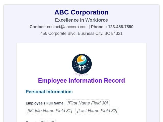 Professional Employee Record