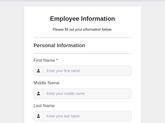 Professional Employee Record Form