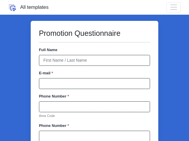 Promotion Questionaire