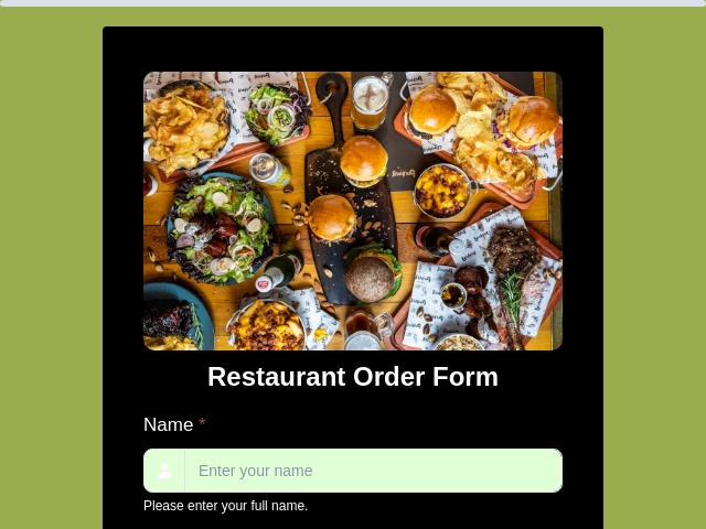 Restaurant Order Form