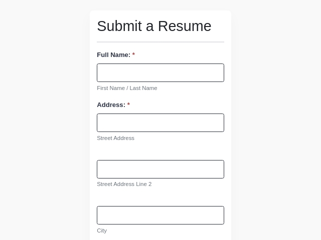 Resume Collection Form