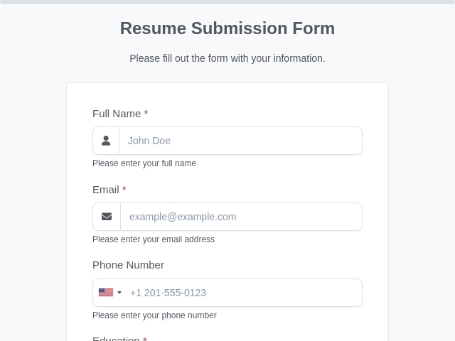 Resume Submission Form