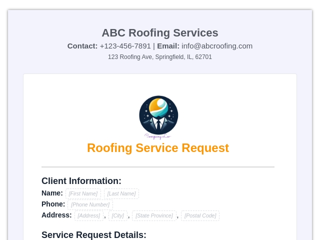 Roofing Service Request