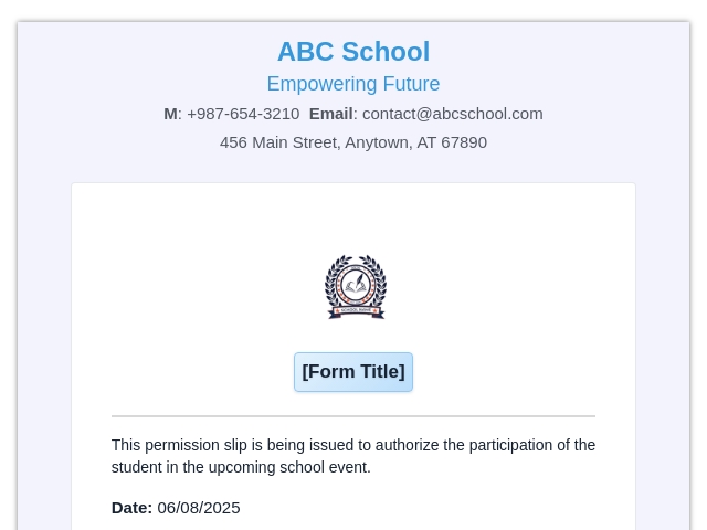 School Permission Slip