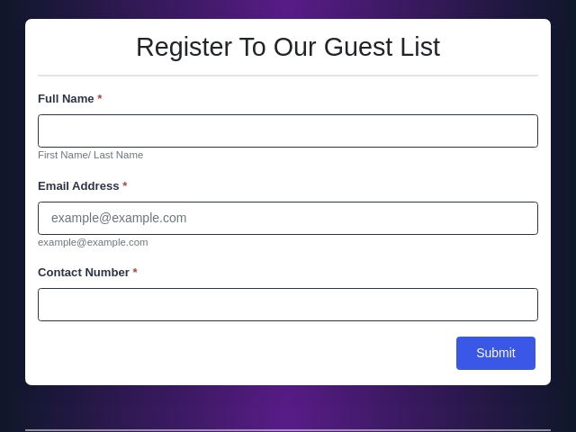 Simple Guest List Form