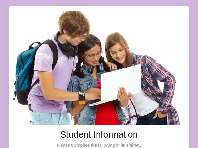 Student Information and Parent Contact Form