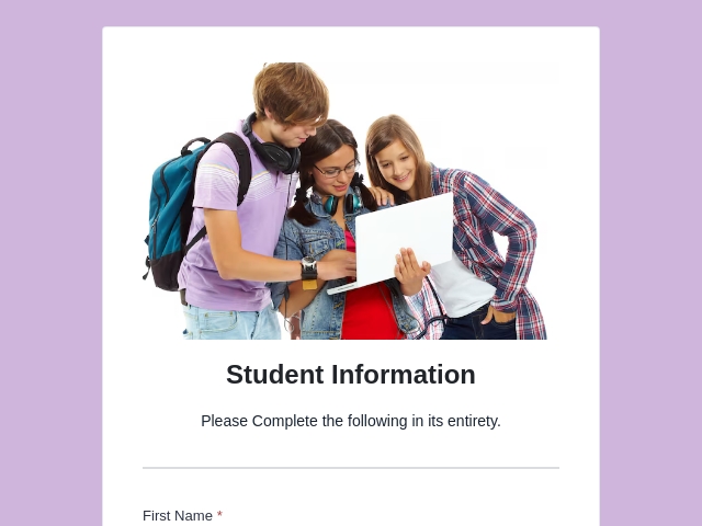 Student Information and Parent Contact Form