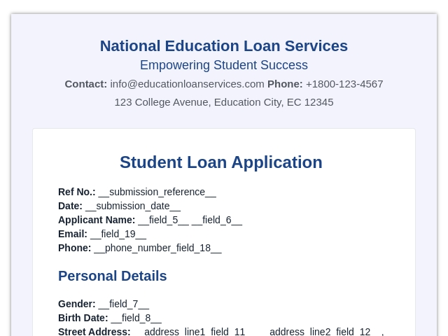 Student Loan Application