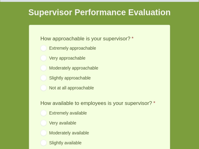 Supervisor Evaluation Form