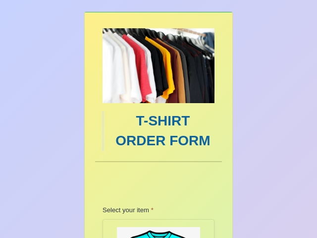 T-Shirt Order Form