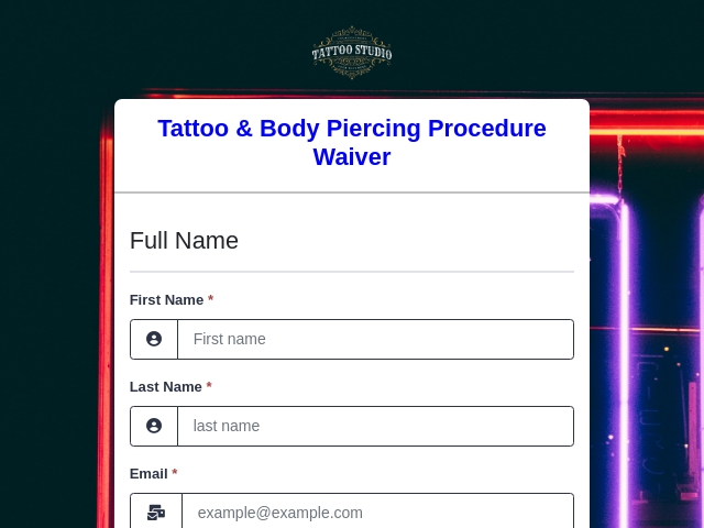 Tattoo and Body Piercing Procedure Waiver