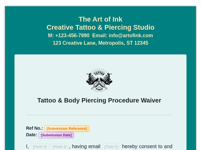 Tattoo and Piercing Waiver