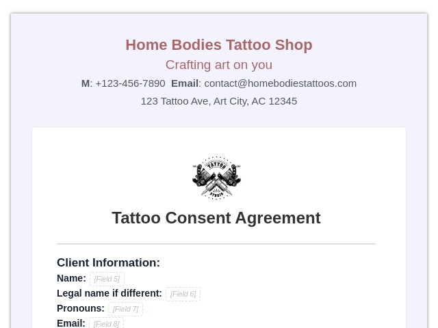 Tattoo Consent Agreement