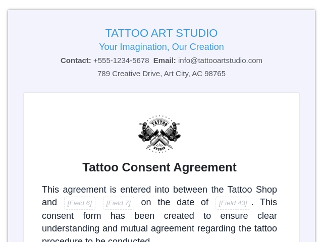 Tattoo Consent Agreement