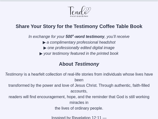Testimony Book Participant Application