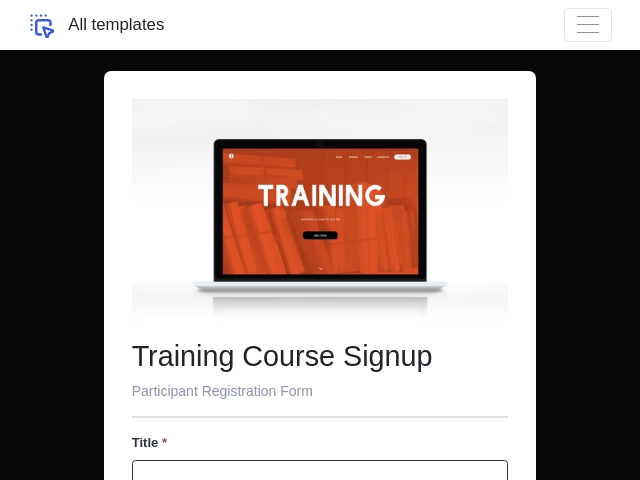 Training Application Form