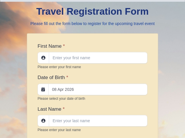 Travel Registration Form