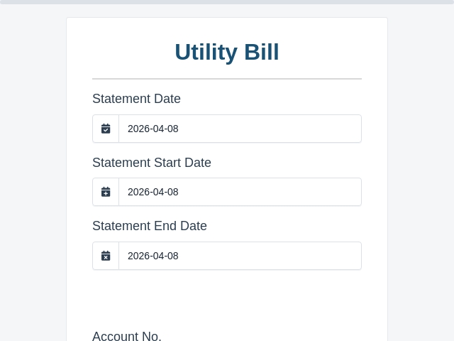 Utility Bill Form