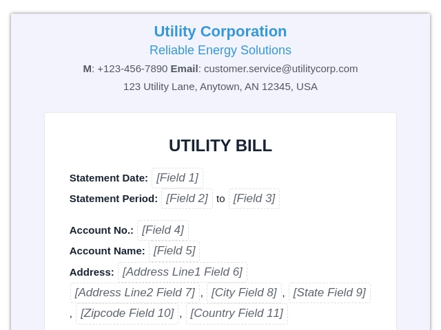 Utility Bill Template