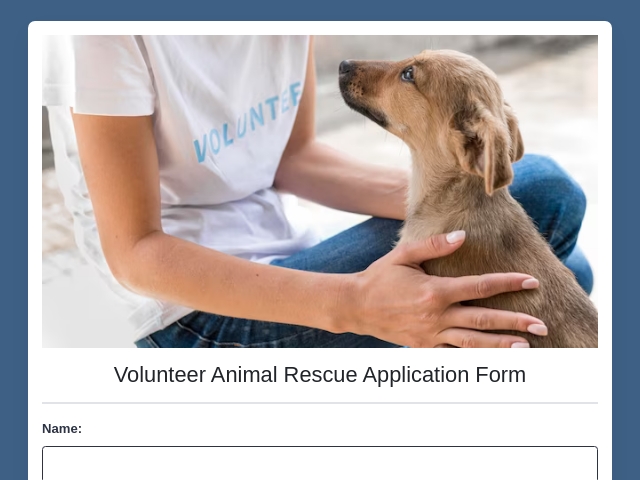 Volunteer Animal Rescue Application Form