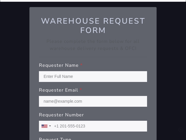 Warehouse Request Form OFCI