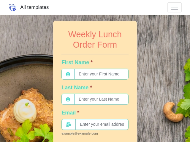 Weekly Lunch Order Form Template - FormNX