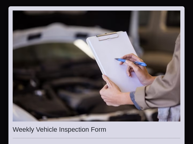 Weekly Vehicle Inspection Form
